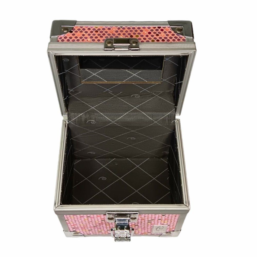 Caboodles Pink Sequin Mini Makeup Case Organizer 2012 Approximately 5" x 5" - Picture 9 of 11